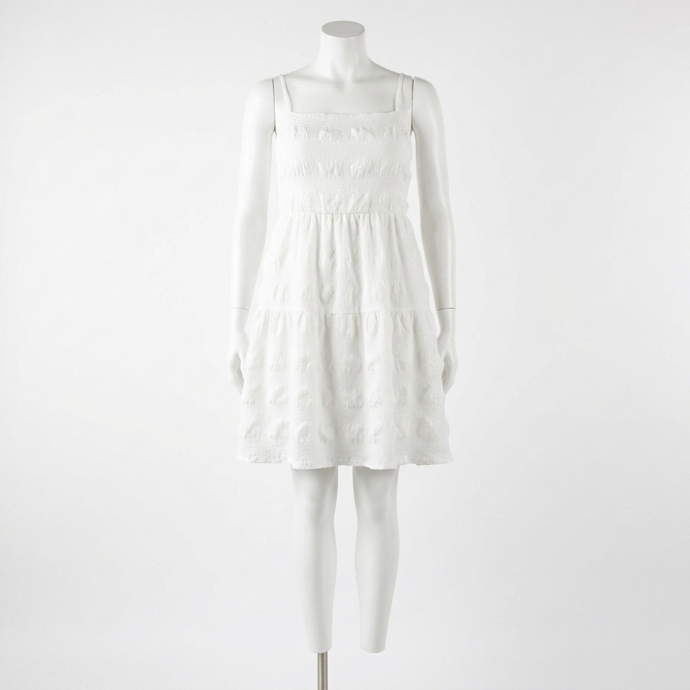 NEW GILLI plus back smocking dress in white